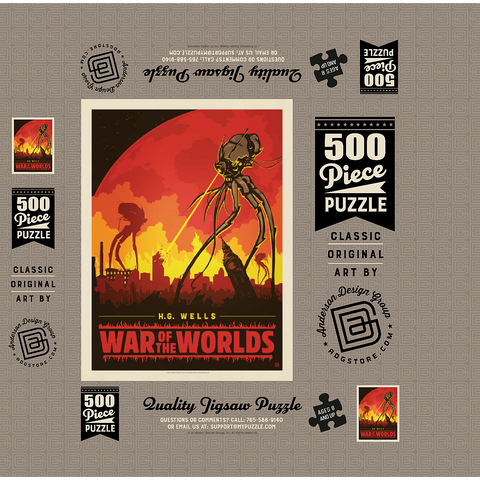 War of the Worlds: H.G. Wells, Vintage Poster 500 Jigsaw Puzzle box 3D Modell