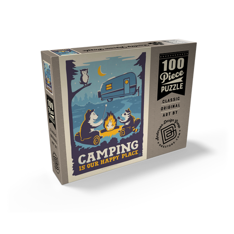 Camping Is Our Happy Place! (Cartoon Critters), Vintage Poster 100 Jigsaw Puzzle box view2