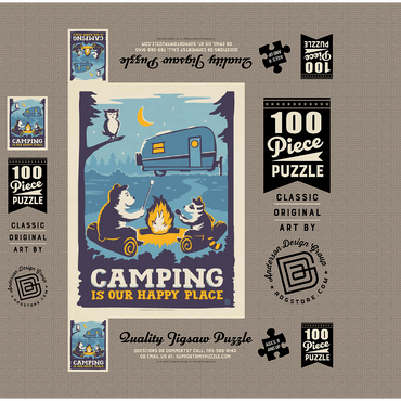 Camping Is Our Happy Place! (Cartoon Critters), Vintage Poster 100 Jigsaw Puzzle box 3D Modell