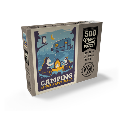 Camping Is Our Happy Place! (Cartoon Critters), Vintage Poster 500 Jigsaw Puzzle box view2