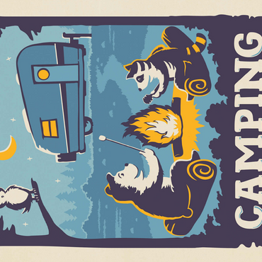 Camping Is Our Happy Place! (Cartoon Critters), Vintage Poster 500 Jigsaw Puzzle 3D Modell