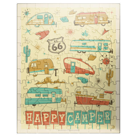 puzzleplate Happy Camper (Trailer Pattern Print), Vintage Poster 100 Jigsaw Puzzle