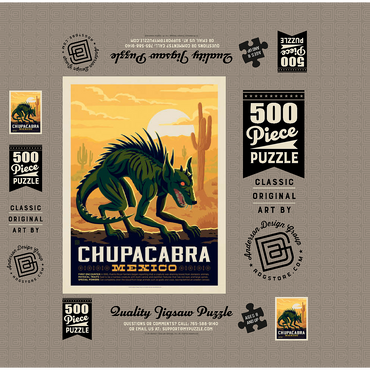 Mythical Creatures: Chupacabra, Vintage Poster 500 Jigsaw Puzzle box 3D Modell