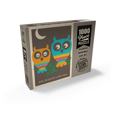 Mod Rainbow Owls, Vintage Poster 1000 Jigsaw Puzzle box view2