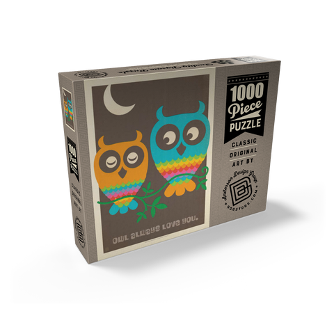 Mod Rainbow Owls, Vintage Poster 1000 Jigsaw Puzzle box view2