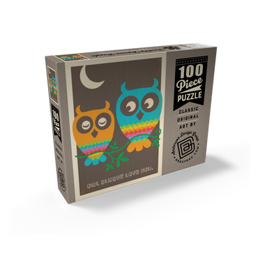 Mod Rainbow Owls, Vintage Poster 100 Jigsaw Puzzle box view2