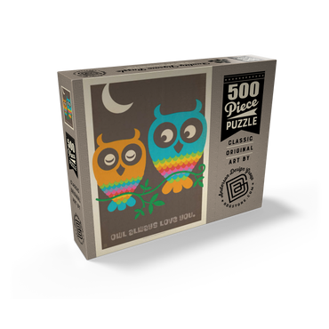 Mod Rainbow Owls, Vintage Poster 500 Jigsaw Puzzle box view2
