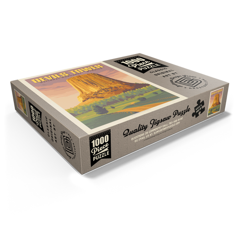 Devils Tower, WY: Dusk, Vintage Poster 1000 Jigsaw Puzzle box view1