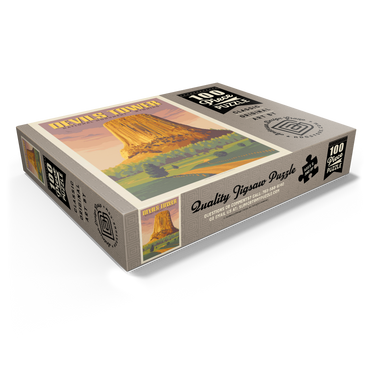 Devils Tower, WY: Dusk, Vintage Poster 100 Jigsaw Puzzle box view1
