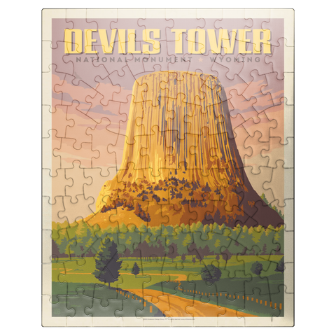 puzzleplate Devils Tower, WY: Dusk, Vintage Poster 100 Jigsaw Puzzle