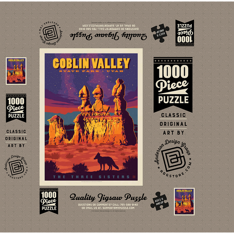 Goblin Valley State Park, Utah, Vintage Poster 1000 Jigsaw Puzzle box 3D Modell