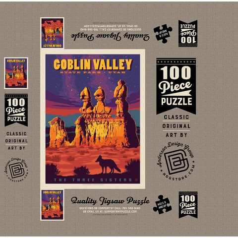 Goblin Valley State Park, Utah, Vintage Poster 100 Jigsaw Puzzle box 3D Modell