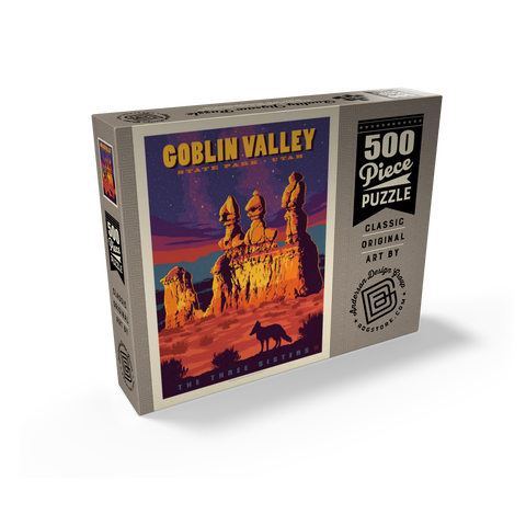 Goblin Valley State Park, Utah, Vintage Poster 500 Jigsaw Puzzle box view2