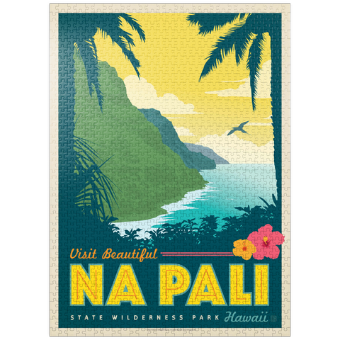 puzzleplate Hawaii: Na Pali State Wilderness Park, Vintage Poster 1000 Jigsaw Puzzle