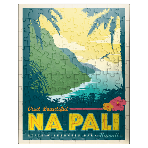 puzzleplate Hawaii: Na Pali State Wilderness Park, Vintage Poster 100 Jigsaw Puzzle