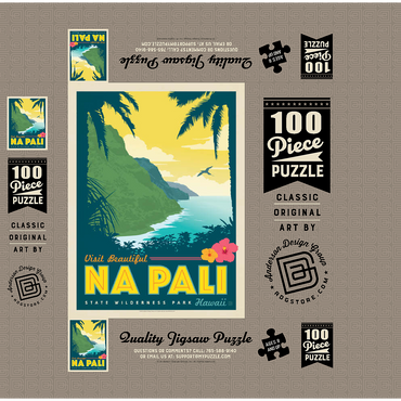 Hawaii: Na Pali State Wilderness Park, Vintage Poster 100 Jigsaw Puzzle box 3D Modell