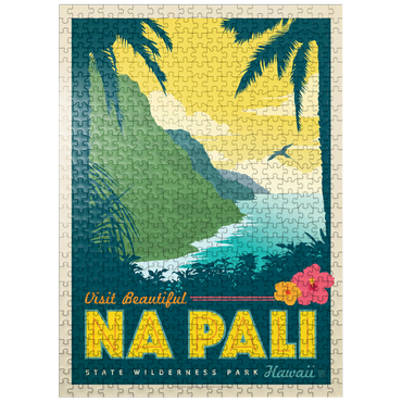puzzleplate Hawaii: Na Pali State Wilderness Park, Vintage Poster 500 Jigsaw Puzzle