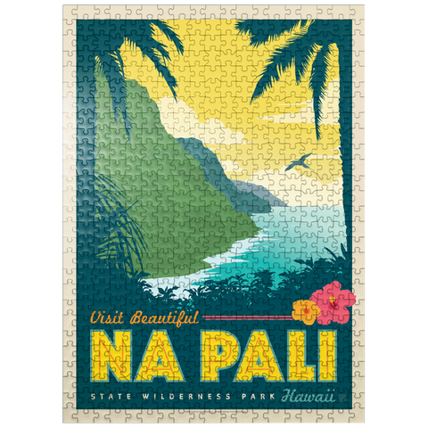 puzzleplate Hawaii: Na Pali State Wilderness Park, Vintage Poster 500 Jigsaw Puzzle