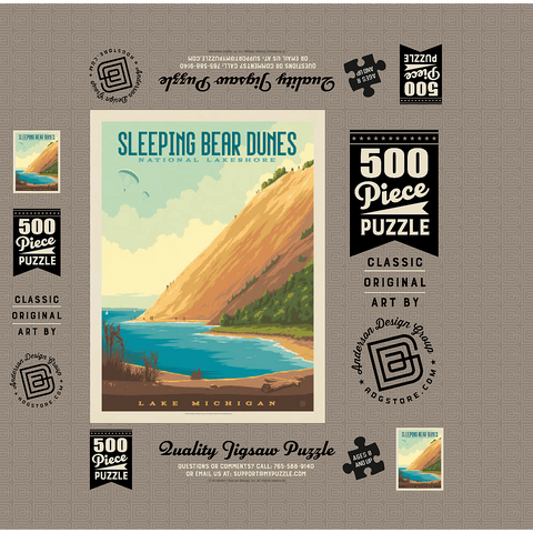 Sleeping Bear Dunes National Lakeshore, Vintage Poster 500 Jigsaw Puzzle box 3D Modell