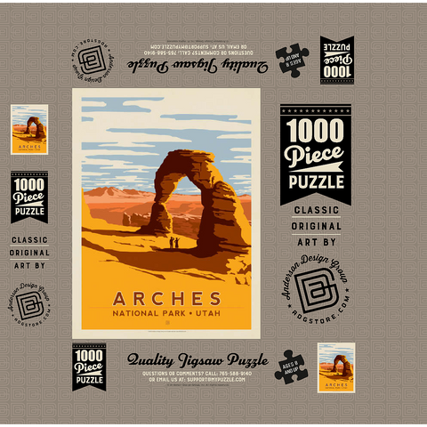 Arches National Park: Delicate Arch, Vintage Poster 1000 Jigsaw Puzzle box 3D Modell