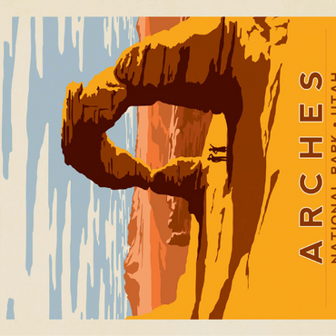 Arches National Park: Delicate Arch, Vintage Poster 100 Jigsaw Puzzle 3D Modell