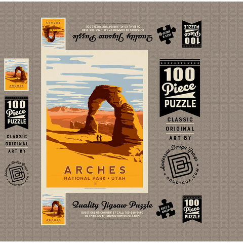 Arches National Park: Delicate Arch, Vintage Poster 100 Jigsaw Puzzle box 3D Modell