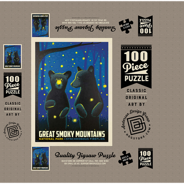 Great Smoky Mountains National Park: Firefly Cubs, Vintage Poster 100 Jigsaw Puzzle box 3D Modell