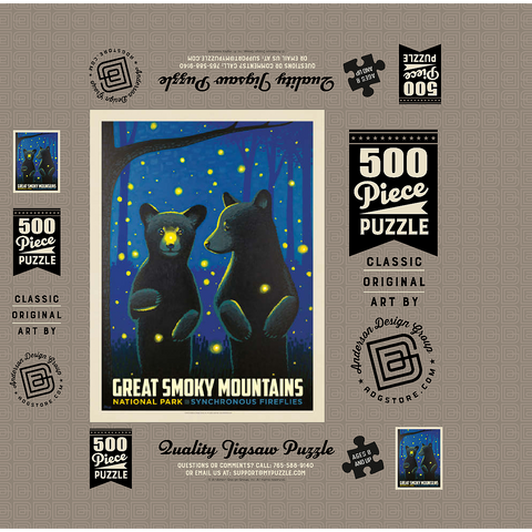 Great Smoky Mountains National Park: Firefly Cubs, Vintage Poster 500 Jigsaw Puzzle box 3D Modell