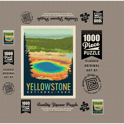 Yellowstone National Park: Grand Prismatic Springs, Vintage Poster 1000 Jigsaw Puzzle box 3D Modell