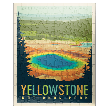 puzzleplate Yellowstone National Park: Grand Prismatic Springs, Vintage Poster 100 Jigsaw Puzzle