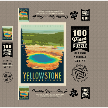 Yellowstone National Park: Grand Prismatic Springs, Vintage Poster 100 Jigsaw Puzzle box 3D Modell