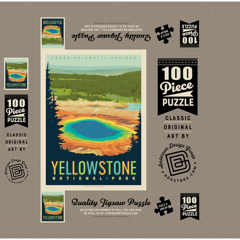 Yellowstone National Park: Grand Prismatic Springs, Vintage Poster 100 Jigsaw Puzzle box 3D Modell