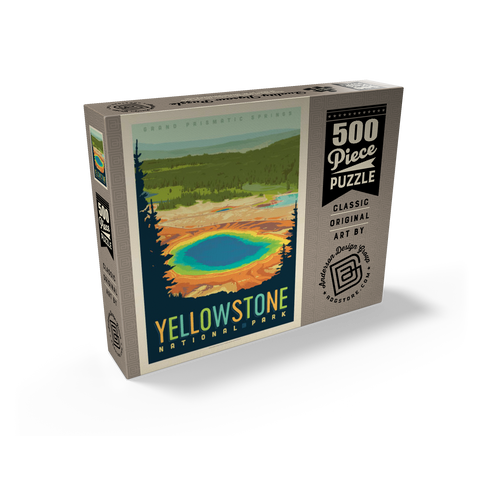 Yellowstone National Park: Grand Prismatic Springs, Vintage Poster 500 Jigsaw Puzzle box view2