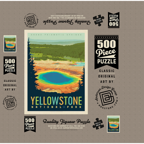 Yellowstone National Park: Grand Prismatic Springs, Vintage Poster 500 Jigsaw Puzzle box 3D Modell