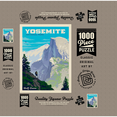 Yosemite National Park: Half Dome Vista, Vintage Poster 1000 Jigsaw Puzzle box 3D Modell