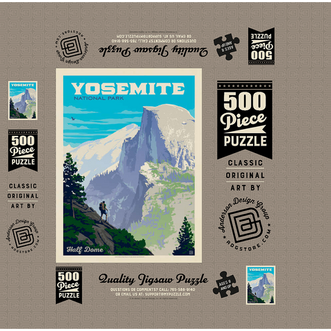 Yosemite National Park: Half Dome Vista, Vintage Poster 500 Jigsaw Puzzle box 3D Modell
