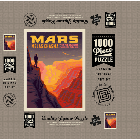 Mars: Melas Chasma, Vintage Poster 1000 Jigsaw Puzzle box 3D Modell