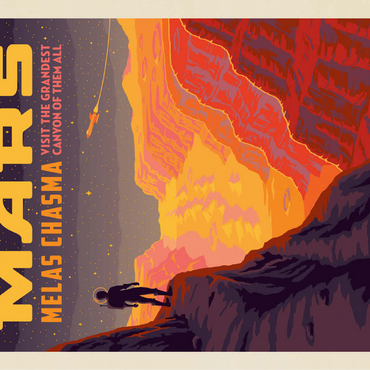 Mars: Melas Chasma, Vintage Poster 100 Jigsaw Puzzle 3D Modell