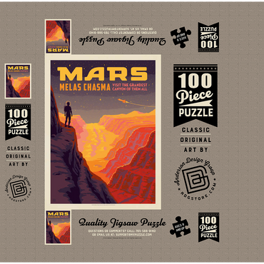 Mars: Melas Chasma, Vintage Poster 100 Jigsaw Puzzle box 3D Modell
