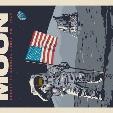NASA 1969: First Man On The Moon, Vintage Poster 1000 Jigsaw Puzzle 3D Modell