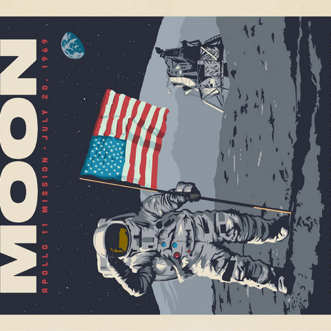 NASA 1969: First Man On The Moon, Vintage Poster 100 Jigsaw Puzzle 3D Modell