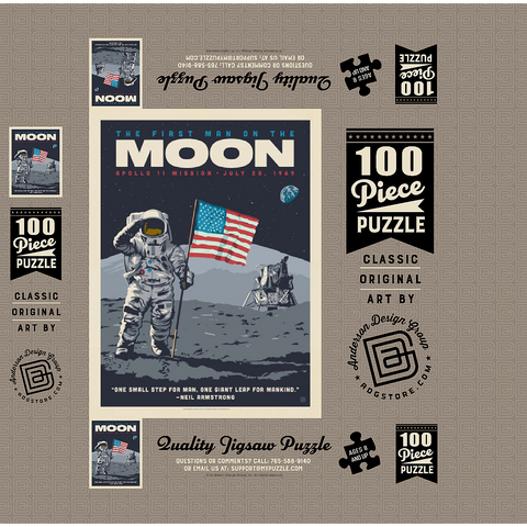 NASA 1969: First Man On The Moon, Vintage Poster 100 Jigsaw Puzzle box 3D Modell
