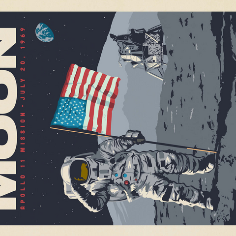 NASA 1969: First Man On The Moon, Vintage Poster 500 Jigsaw Puzzle 3D Modell