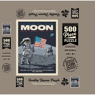 NASA 1969: First Man On The Moon, Vintage Poster 500 Jigsaw Puzzle box 3D Modell