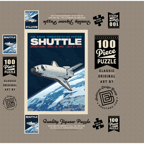 NASA 1981: Space Shuttle, Vintage Poster 100 Jigsaw Puzzle box 3D Modell