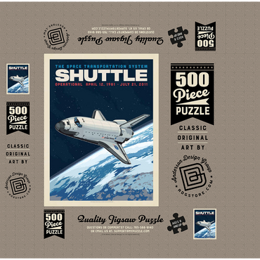 NASA 1981: Space Shuttle, Vintage Poster 500 Jigsaw Puzzle box 3D Modell