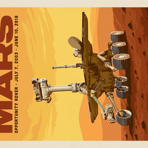 NASA 2003: Mars Opportunity Rover, Vintage Poster 1000 Jigsaw Puzzle 3D Modell
