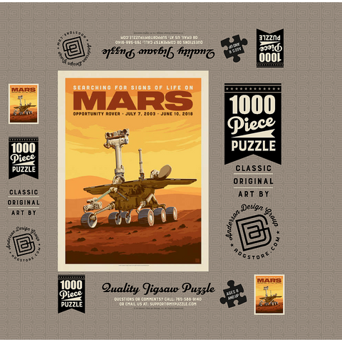NASA 2003: Mars Opportunity Rover, Vintage Poster 1000 Jigsaw Puzzle box 3D Modell