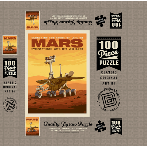 NASA 2003: Mars Opportunity Rover, Vintage Poster 100 Jigsaw Puzzle box 3D Modell