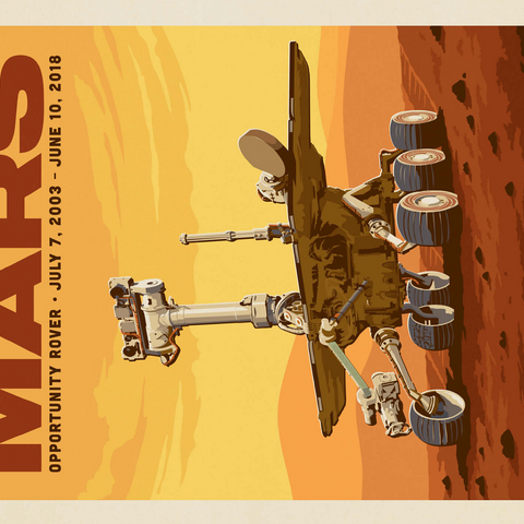 NASA 2003: Mars Opportunity Rover, Vintage Poster 500 Jigsaw Puzzle 3D Modell